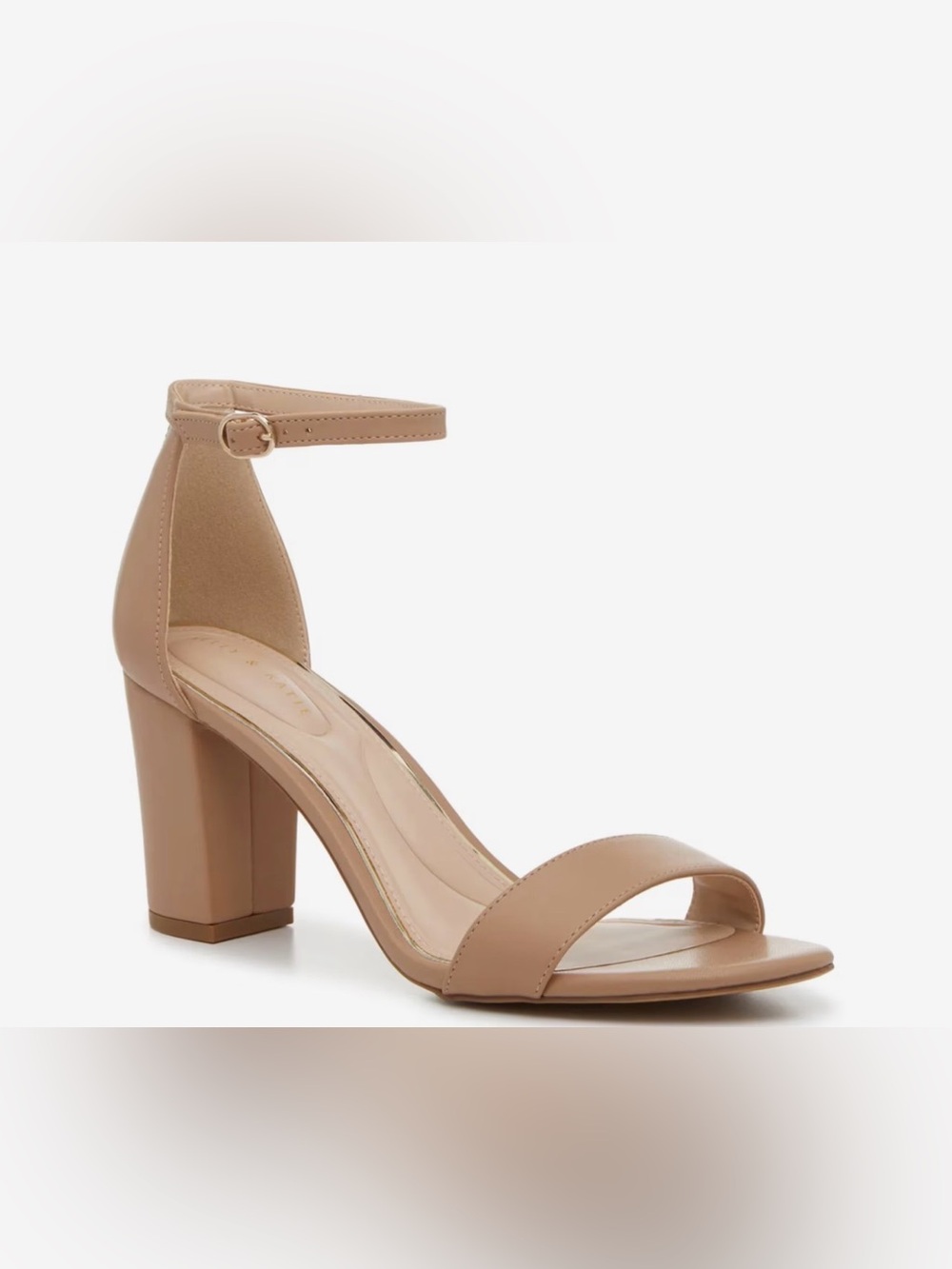 Kelly & Katie Women's Nude Ankle-Strap Block Heel Sandals